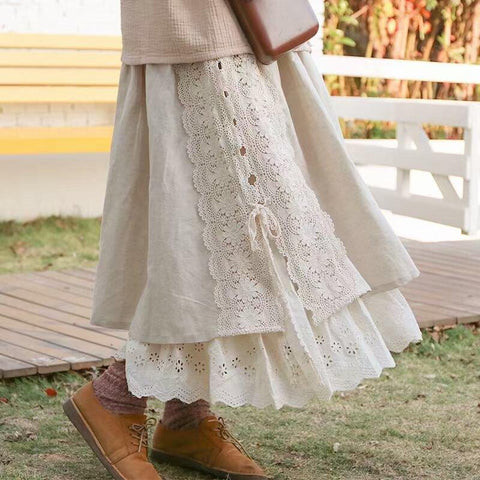 Layers Princess Lace Patchwork Boutique Skirt-WF00442-Veeddydropshipping