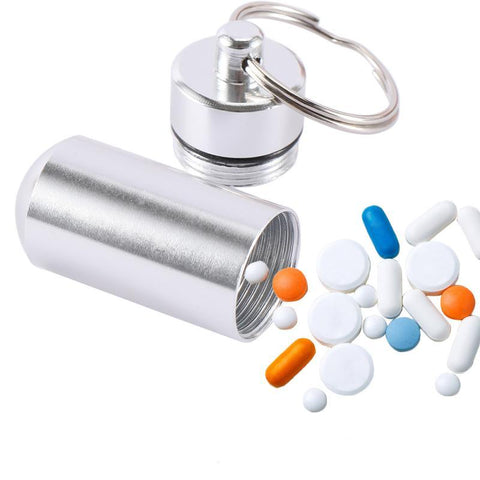 Stainless Steel Medicine Bottle Keychain Case Container-HA00792-Veeddydropshipping