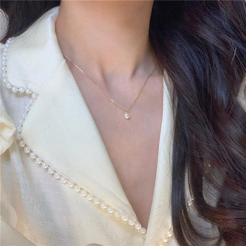 Pearl Pendant Necklaces  14K Gold Plated Jewelry-JW01259-Veeddydropshipping
