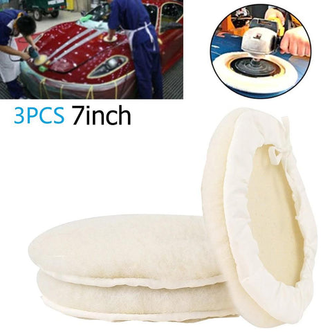 3Pcs 7inch Wool Polishing Pad Bonnet Buffing Wheel Pad Waxing-AM00451-Veeddydropshipping