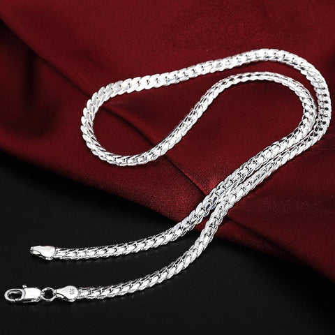925 Sterling Silver European style retro flat chain necklace bracelets fashion  -JW00189-Veeddydropshipping