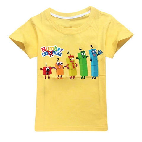 Children Cute Number Blocks Clothes Kids Summer Fashion T-shirt Baby-TB01171-Veeddydropshipping