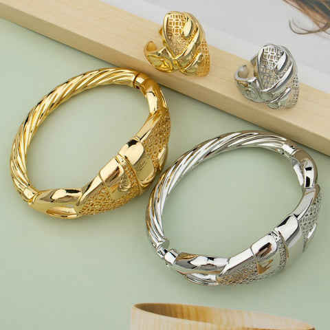 18K Gold Plated Bracelet Jewelry Nigerian Wedding Party  -JW00299-Veeddydropshipping