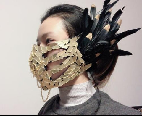 Mirror Feather Women Dance mask-WF01600-Veeddydropshipping