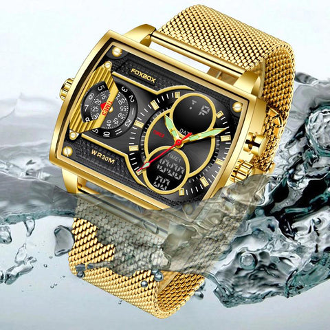 Fashion Square Watch Men Casual Sports Waterproof Double Display -JW00764-Veeddydropshipping