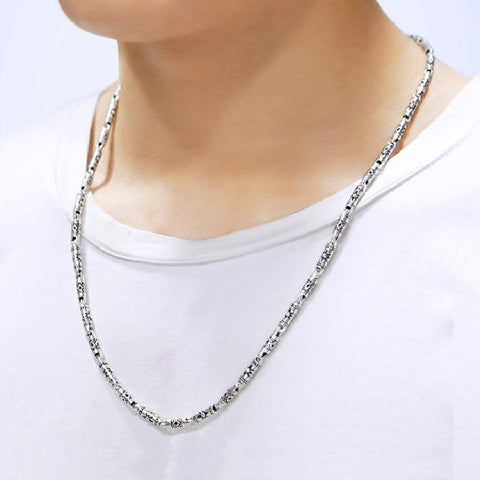 S925 Sterling Silver Vintage Geometric Patterns Male Men Necklace Jewelry -JW00255-Veeddydropshipping