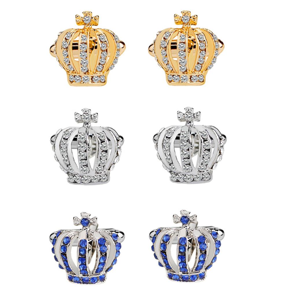 Crown Cufflinks Men Women Classic Crystal Rhinestone Cufflinks Shirts -JW01297-Veeddydropshipping
