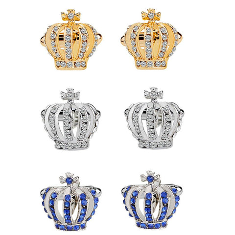 Crown Cufflinks Men Women Classic Crystal Rhinestone Cufflinks Shirts -JW01297-Veeddydropshipping