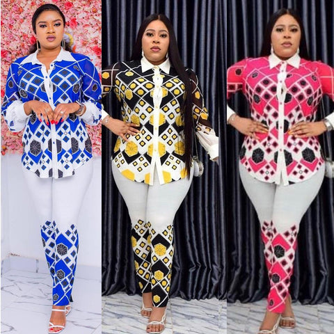 African Clothing Plus Size Women Tops Pants-WF01716-Veeddydropshipping