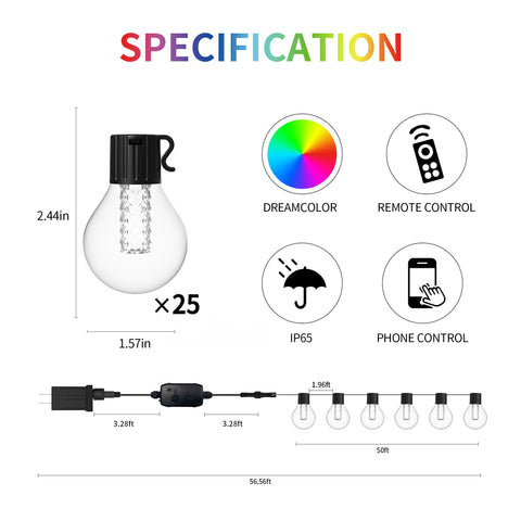 G40 Globe Outdoor LED String Lights DIY Shatterproof Bulbs Waterproof for Patio-TI00921-Veeddydropshipping