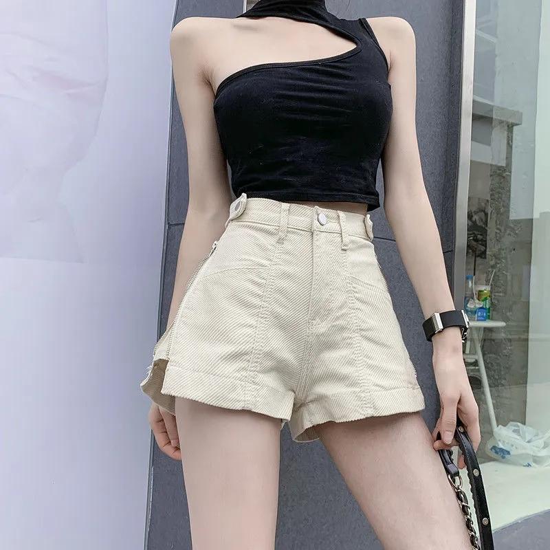 Zipper Shorts Jeans Women Loose High Waist-WF00521-Veeddydropshipping