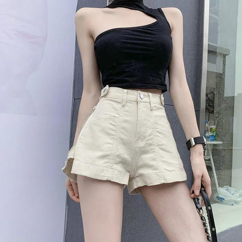 Zipper Shorts Jeans Women Loose High Waist-WF00521-Veeddydropshipping