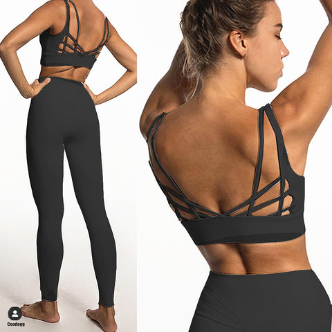 2023 Summer Butterfly Back Yoga Set Women Leggings Running Yoga Suits Sportswear -OS00794-Veeddydropshipping
