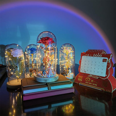 Flower Beauty and the Beast Led Eternal Rose in Glass-HA00666-Veeddydropshipping