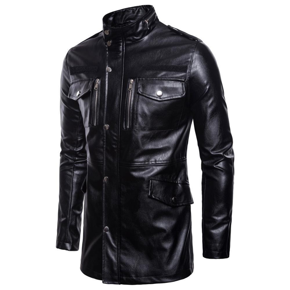 Street Windbreaker Coat Plush Men Leather Locomotive-MF01353-Veeddydropshipping