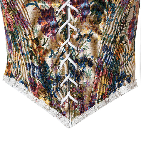 Women’s Tanks Vintage Jacquard Sexy Boat Neck Corset-WF00252-Veeddydropshipping