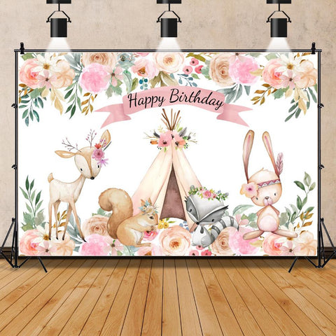 Watercolor Tropical Jungle Safari Animal 1st Birthday Party Backdrops Wild One Baby Shower -CE00332-Veeddydropshipping