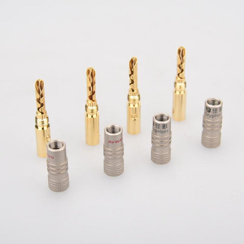4PCS/Set 4mm and 2mm Pure Copper Gold Plated Banana -CE00008-Veeddydropshipping