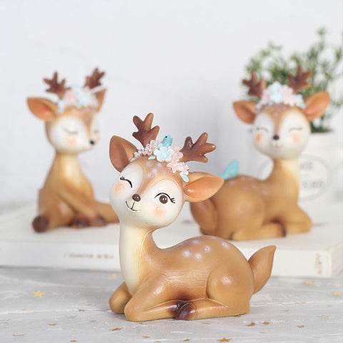 Mini Sika Deer Figurines Resin Craft Miniatures Decor-HA00336-Veeddydropshipping