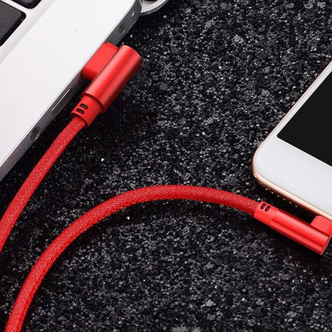 Portable 1 Meters Type-c Double Elbow Style Woven Data Line-PA00406-Veeddydropshipping