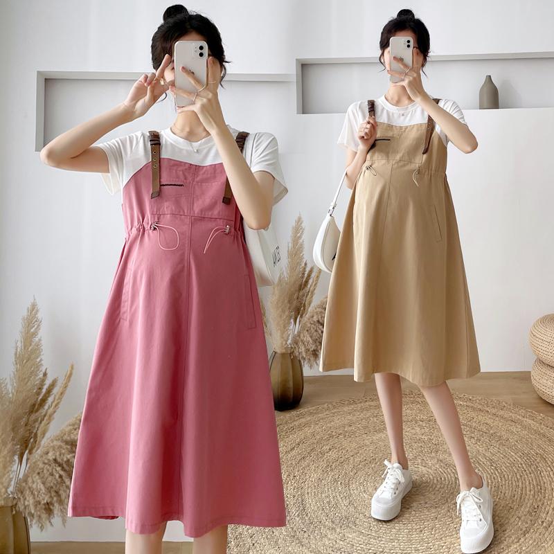 7025# Patchwork One Piece Maternity Dress Summer Korean Fashion-TB00572-Veeddydropshipping