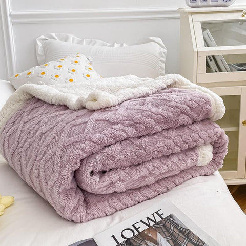 Thick Bed Blanket Double Sided Lamb Cashmere-HA00434-Veeddydropshipping