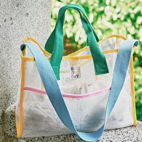 2023 summer New Vacation Contrast Color Mesh Large-capacity-TB00196-Veeddydropshipping