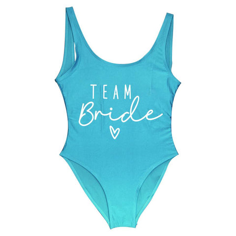 S-3XL Gold Print Team Bride One-Piece Swimsuit Squad Women Swimwear Bachelorette -OS00098-Veeddydropshipping