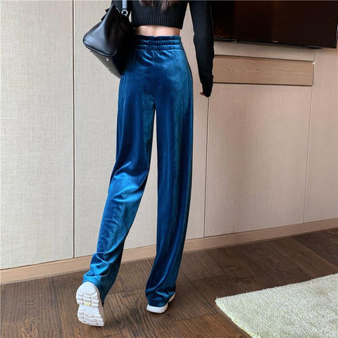 Velvet Elegant Women Solid Wide-legged Pants-WF00585-Veeddydropshipping
