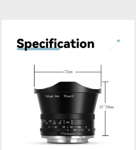 7.5mm F2 APS-C Wide Angle Fisheye Lens for SONY E FUJI X Canon M Nikon -CE00393-Veeddydropshipping