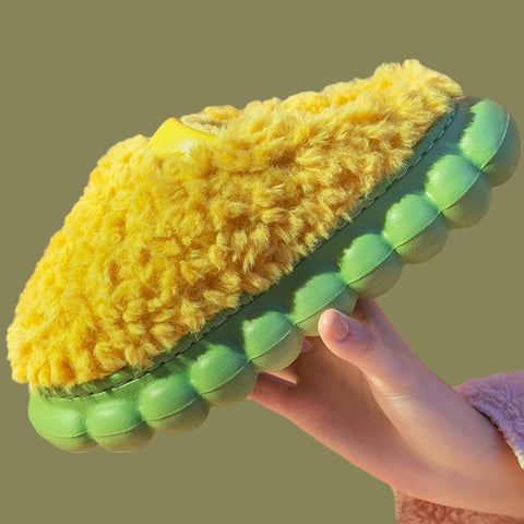 Thick Plush Female Platfrom Slippers with Fur Warm Non-Slip-BS01208-Veeddydropshipping