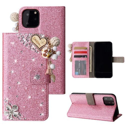 For iPhone 14 Pro Max 13 12 X XS XR 7 Bling Wallet Flip Leather Case Phone Cover-PA00127-Veeddydropshipping