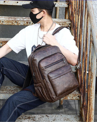 Teenage Backpacks Retro Fashion Schoolbag Man Multifunctional-BS00287-Veeddydropshipping