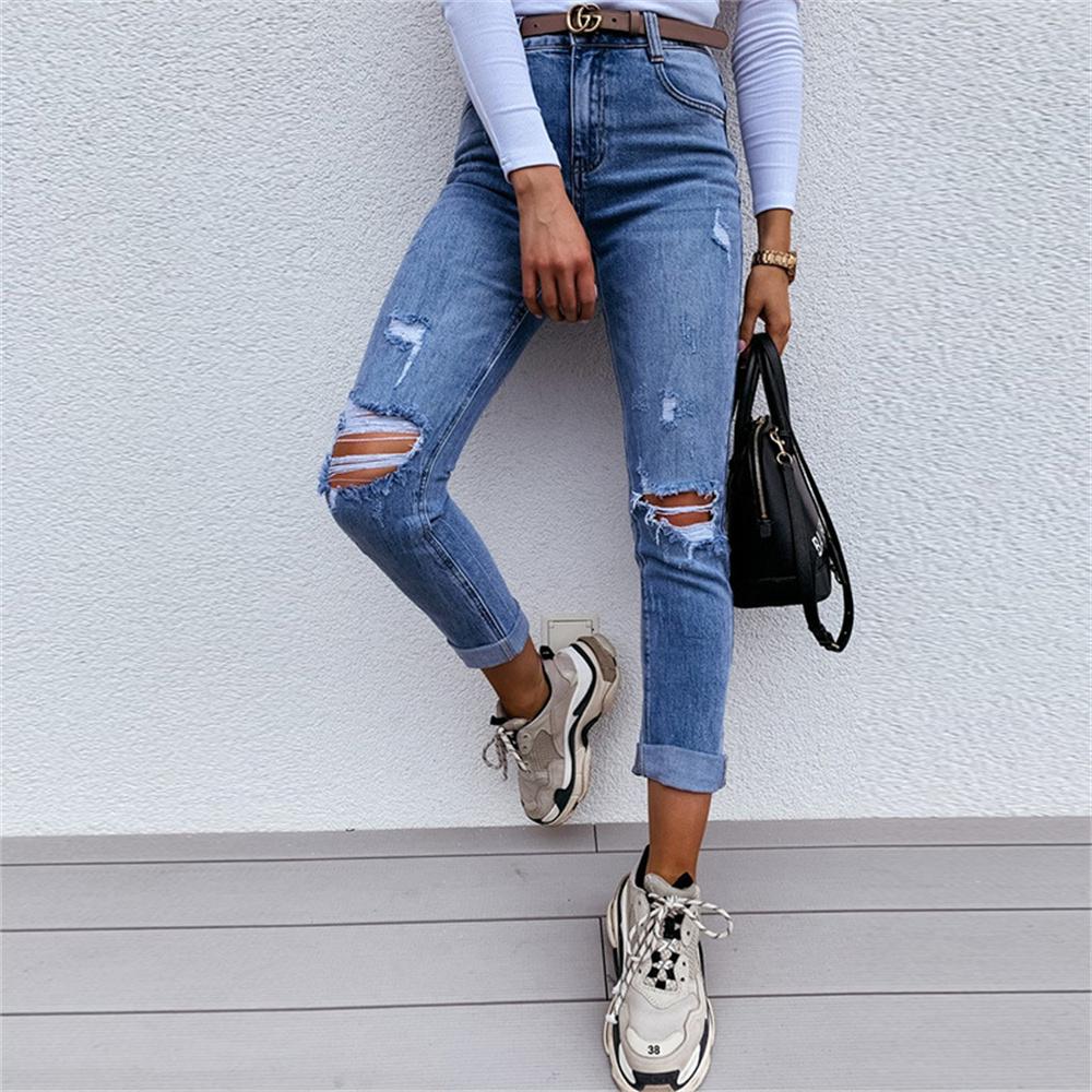 Jeans Women High Waist Mom Jeans-WF00031-Veeddydropshipping