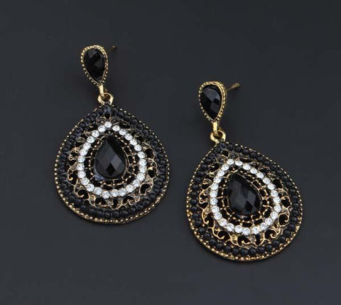 Dangle Vintage Red Big Crystal Drop Earrings Wedding Earrings Jewelry-JW01441-Veeddydropshipping