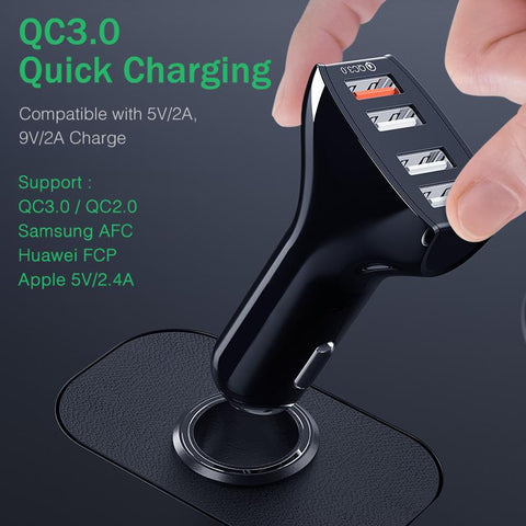 LOVECOM 30W 4 Ports Car Charger Quick Charge 3.0-PA01126-Veeddydropshipping