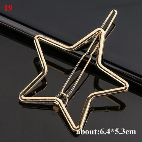 Women's Girls Geometric Metal Hair Clips-WF01073-Veeddydropshipping