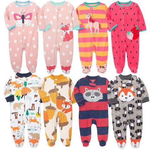 Baby Pajamas Zipper Fleece Newborn Girls Romper Warm Winter-TB00291-Veeddydropshipping