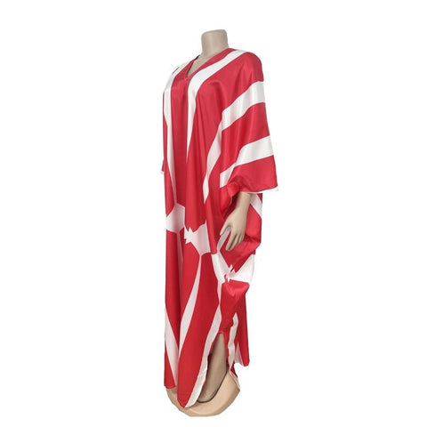 Fashion  African Women V-neck Long Dress-WF01704-Veeddydropshipping