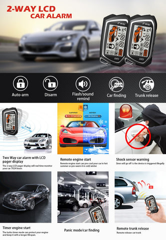 Germany Spy Two Way Car Alarm System Remote Wireless Engine Start Security 2-AM00581-Veeddydropshipping