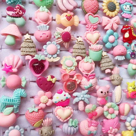 10pcs/lot Children Cartoon Rings Candy Flower Animal Bow Shape Set -JW01395-Veeddydropshipping
