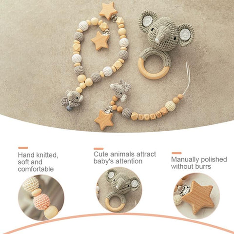 0 -12 Months Kids Toys Baby Stroller Toys Crochet Animal Rattle Mobiles Elephant-TB00505-Veeddydropshipping