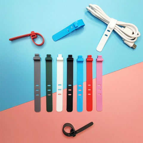 5pcs Silicone Data Cable Organizer Cellphone Charger Cable Power Cord Management for Laptop-PA00870-Veeddydropshipping