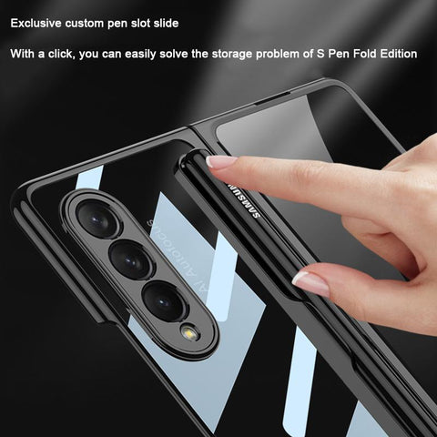 For Samsung Galaxy Z Fold 3 4 Cover Front Tempered Glass Transparent Case Plating Frame Hard-PA00620-Veeddydropshipping