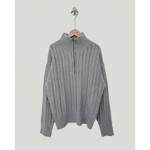 New Solid Color Sweater Long Sleeve Zipper Lady Knitwear-Veeddydropshipping