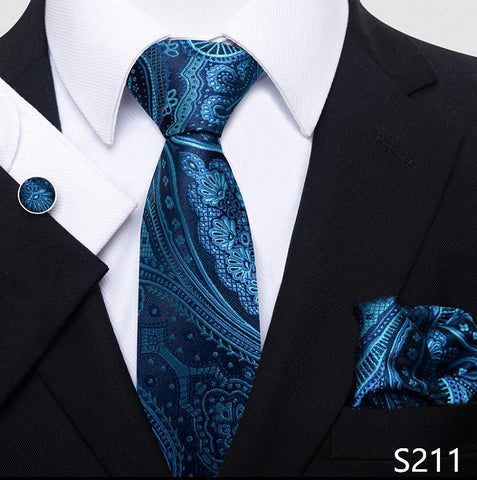 Many Color Classic Red Silk Tie Pocket Squares Cufflink Set Men-JW01302-Veeddydropshipping