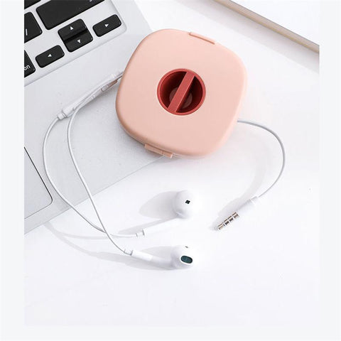 Ebesfous Cable Organizer Rotating Winder Box Portable Wire Storage Case Phone Stand Dataline-PA00894-Veeddydropshipping