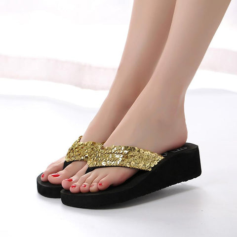 Beach Sandals Sequins Bling Slippers For Women-BS01073-Veeddydropshipping
