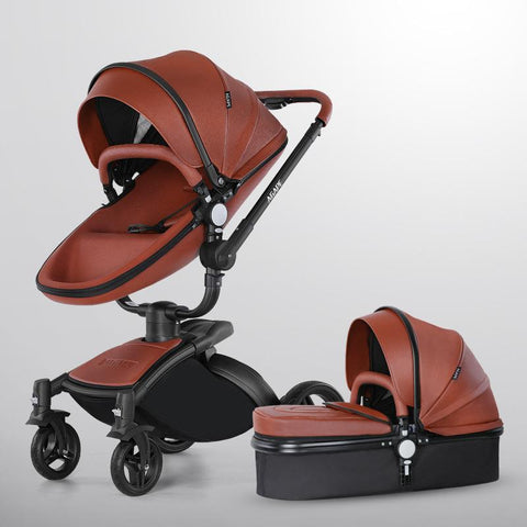 Baby Stroller 3 In 1 Pu leather baby Carriage with Car Seat travel foldable-TB00354-Veeddydropshipping