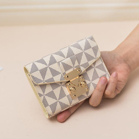 Women&#39;s Short Lock Print Multi Card Anti Degaussing Large-BS00204-Veeddydropshipping